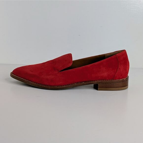AQUATALIA Golda Loafers Women's 8.5 Red Suede Flats Pointy Toe Slip On - Picture 5 of 13
